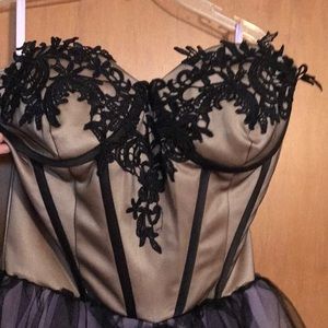 Beautiful Black and purple corset wedding dress with zipper in the back!